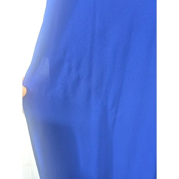 Lauren Ralph Lauren Blue Chiffon Tank Dress Cocktail Flowly Lined Women's Size 6 - Picture 9 of 9